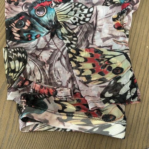 Mesh see thru butterfly print pants - Picture 3 of 3